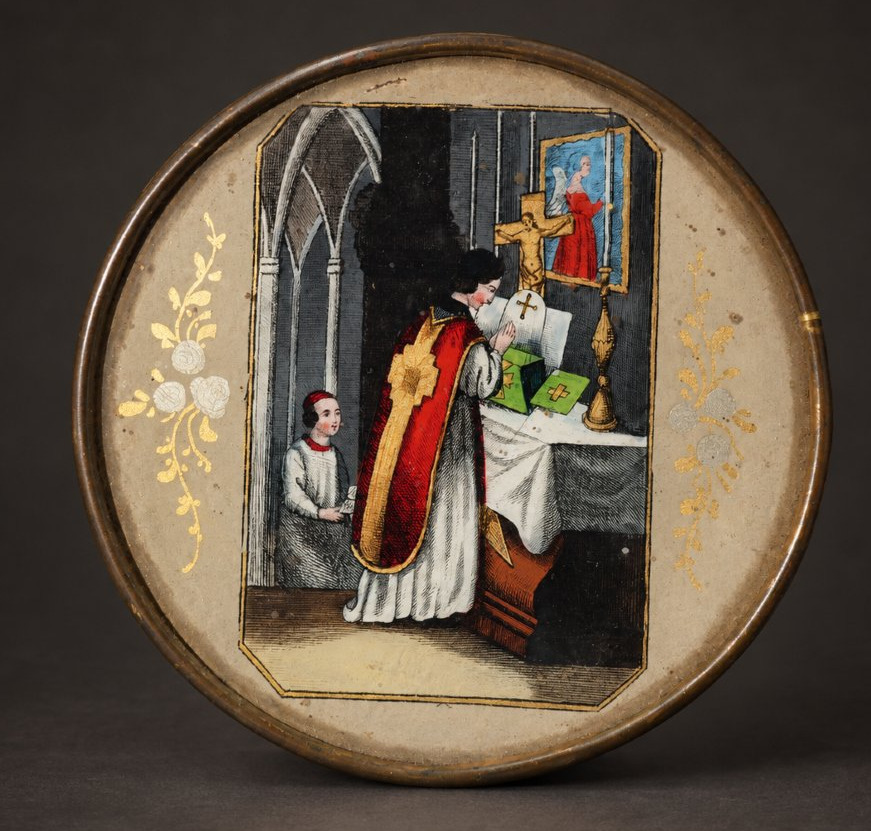 Boîte à Pralines Ou Bonbons En Fixé Sous Verre, Scène Religieuse, époque Charles X Dragées XIXE-photo-3