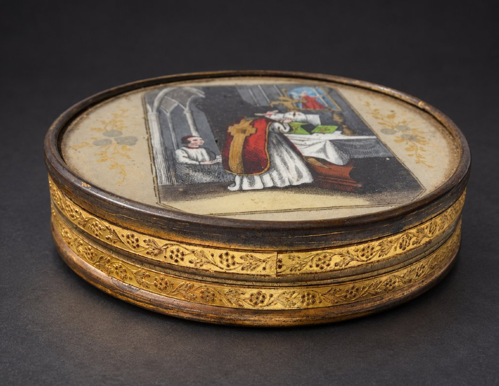 Boîte à Pralines Ou Bonbons En Fixé Sous Verre, Scène Religieuse, époque Charles X Dragées XIXE-photo-4