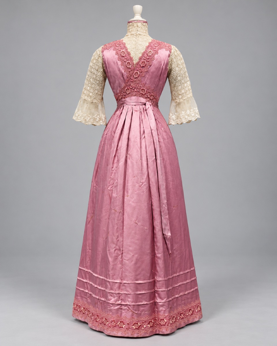 1910s Day Dress, Belle époque, Pink Silk, Vintage Lace Outfit Inspired By *titanic*-photo-4