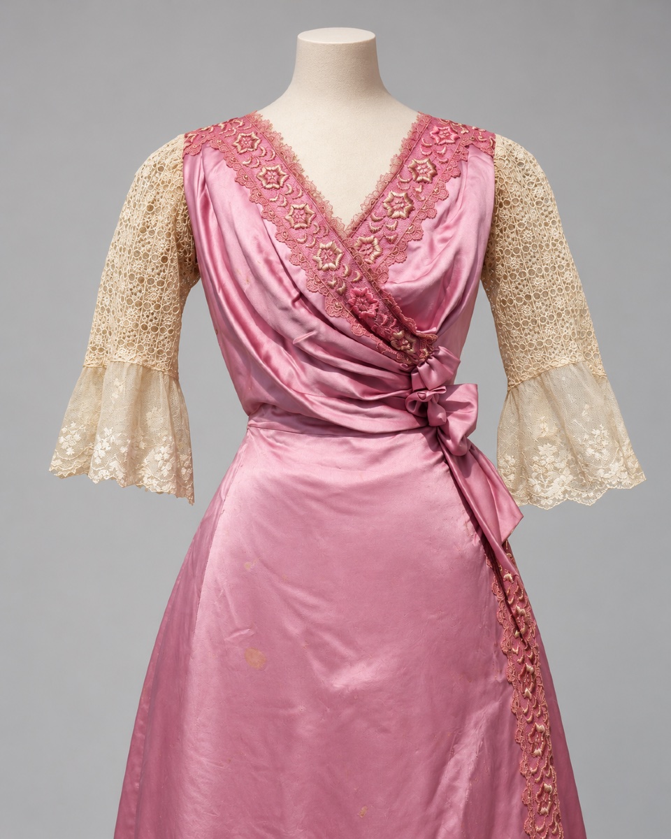 1910s Day Dress, Belle époque, Pink Silk, Vintage Lace Outfit Inspired By *titanic*-photo-6