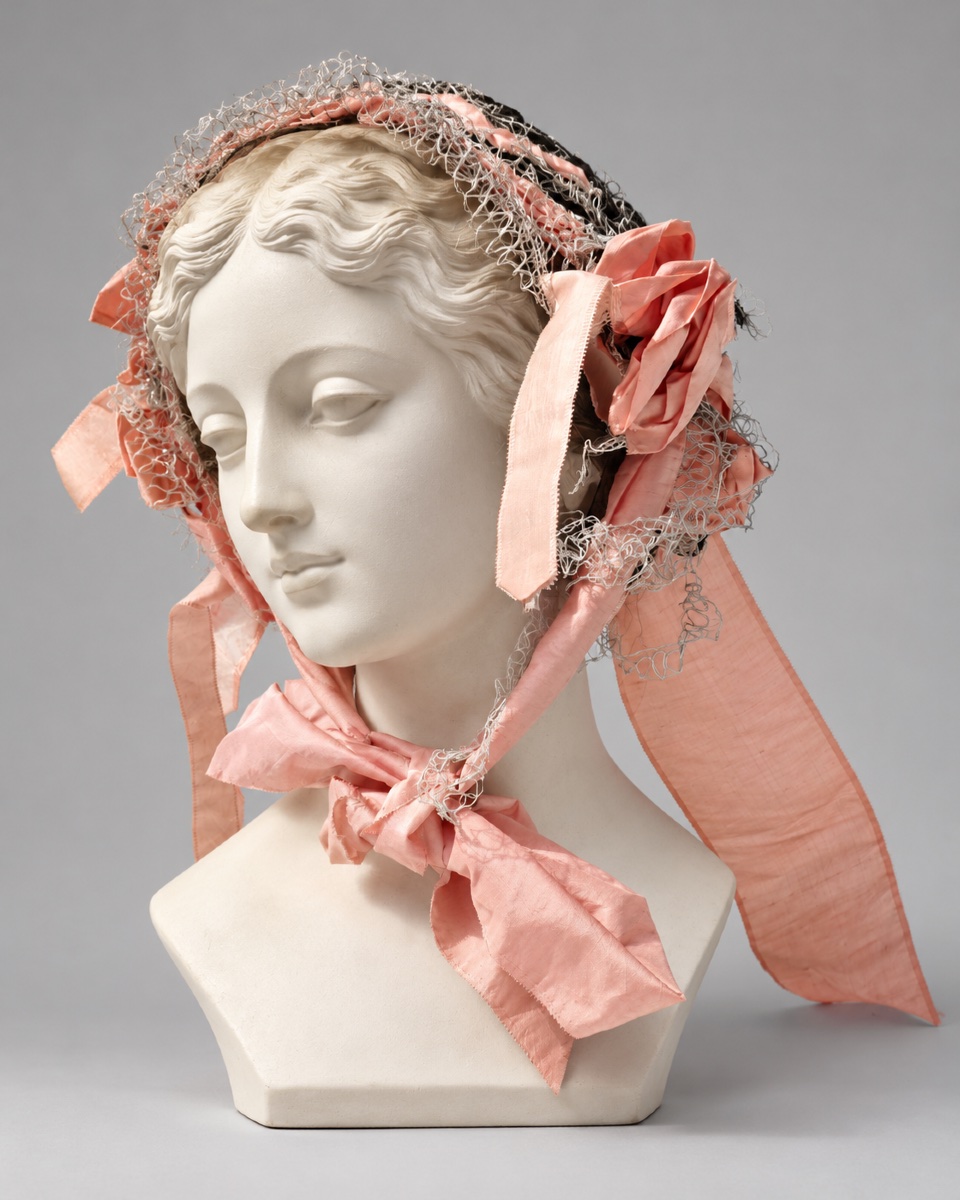 Napoleon III-era Headdress, Silk Lace And Tulle, Day Cap, Second Empire Hat-photo-2