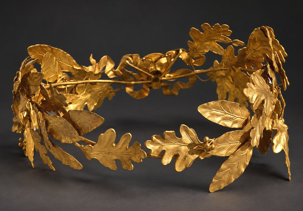 Gold-plated Metal Winner's Crown With Oak Leaves And Acorns – 19th Century, Laurel, Jewelry-photo-2