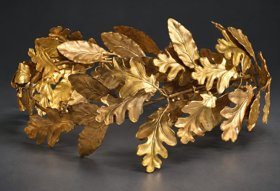 Gold-plated Metal Winner's Crown With Oak Leaves And Acorns – 19th Century, Laurel, Jewelry-photo-3