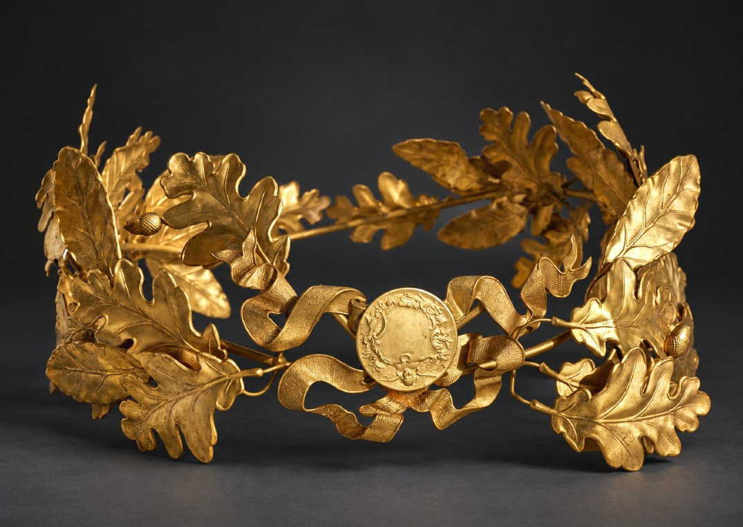 Gold-plated Metal Winner's Crown With Oak Leaves And Acorns – 19th Century, Laurel, Jewelry-photo-4