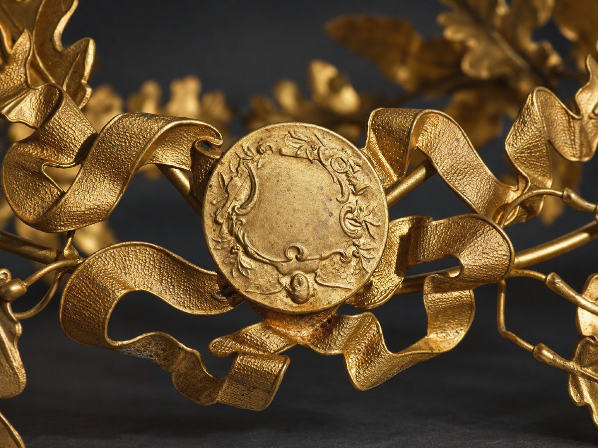 Gold-plated Metal Winner's Crown With Oak Leaves And Acorns – 19th Century, Laurel, Jewelry-photo-2