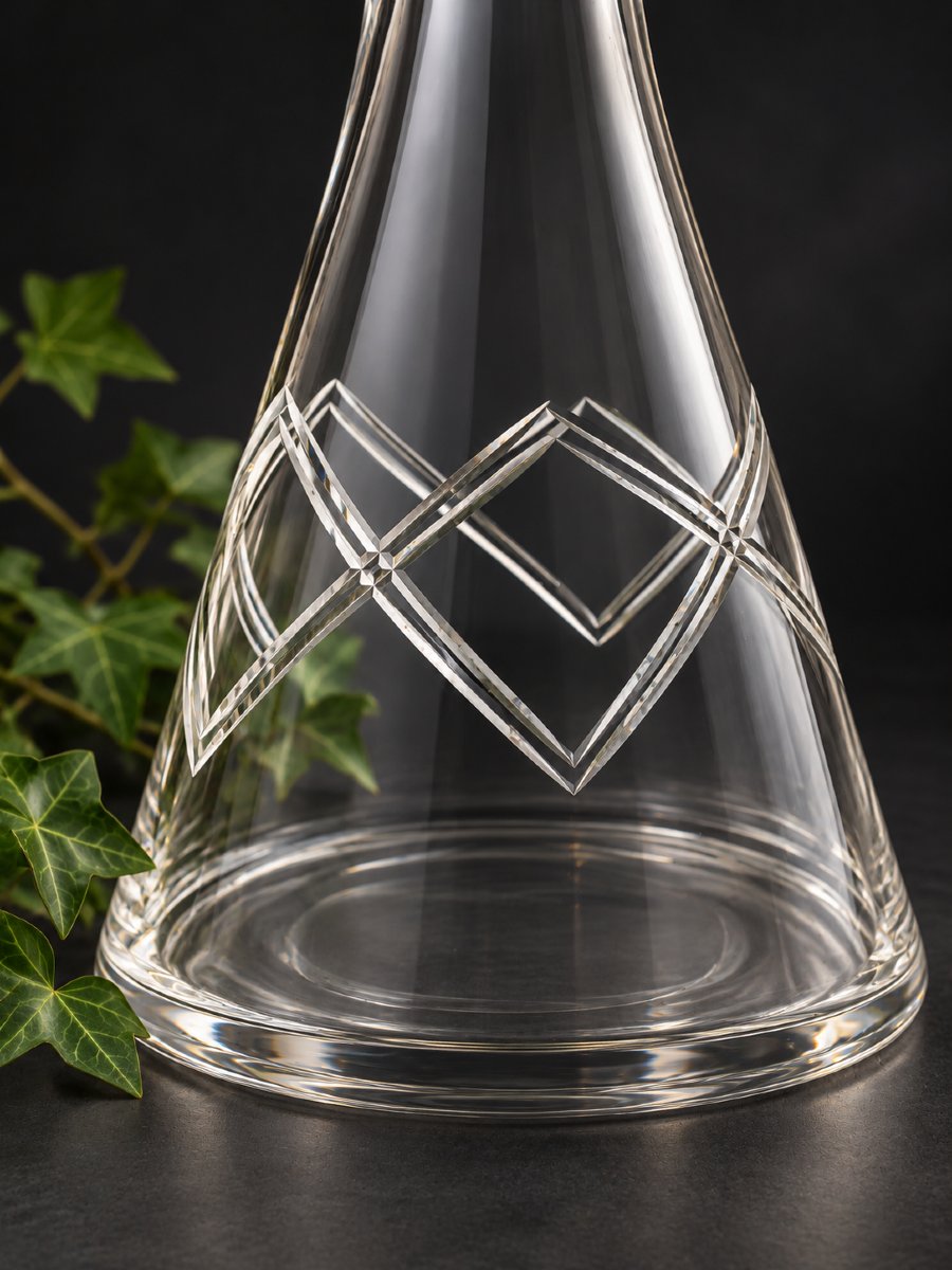 Carafe En Cristal Taillé À Monture En Argent Massif – Époque Art Déco , 1920 -photo-3