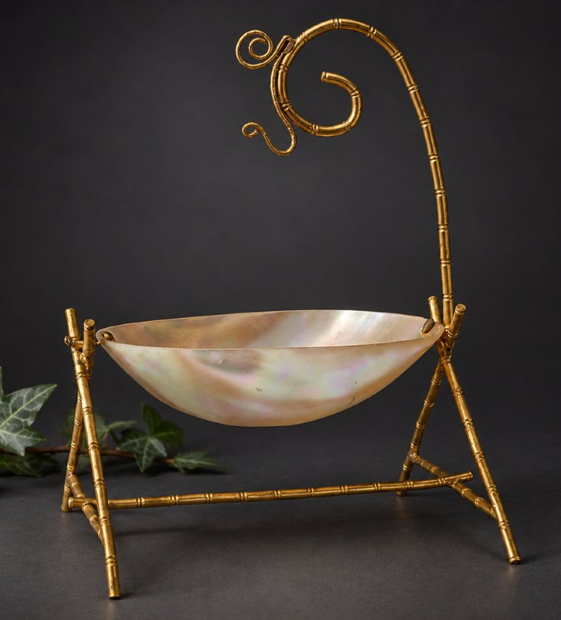 Gilded Bronze & Mother-of-pearl Watch Holder With Bamboo Design – Napoleon III, Palais Royal, Paris-photo-1