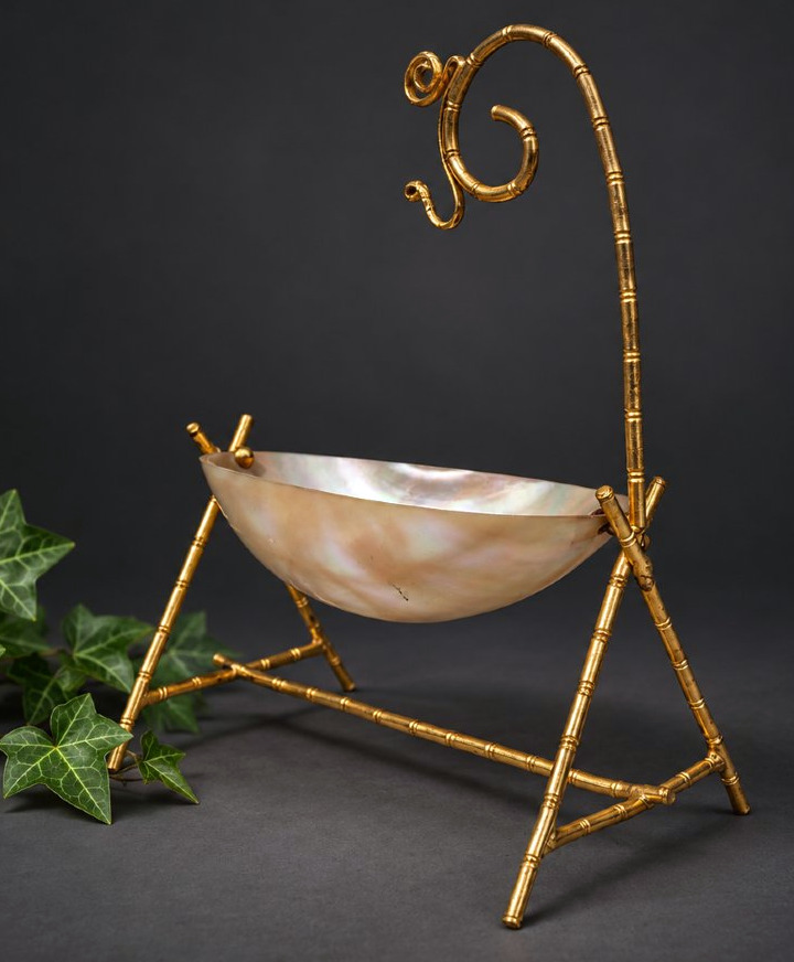 Gilded Bronze & Mother-of-pearl Watch Holder With Bamboo Design – Napoleon III, Palais Royal, Paris