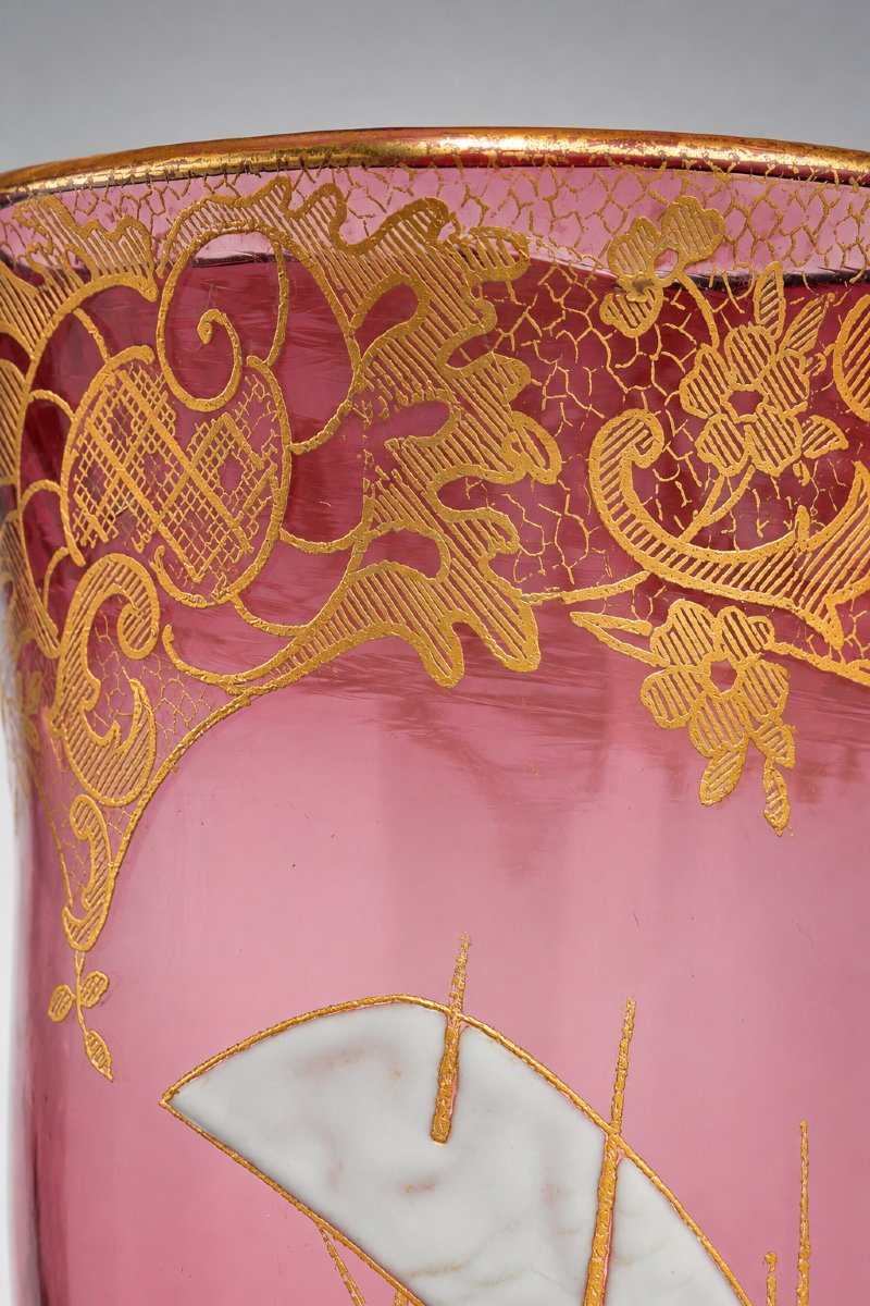 Theodore Legras Amethyst Glass Vase With Aviation Motifs, Airplanes, And A Gilded Landscape, 1910-photo-3