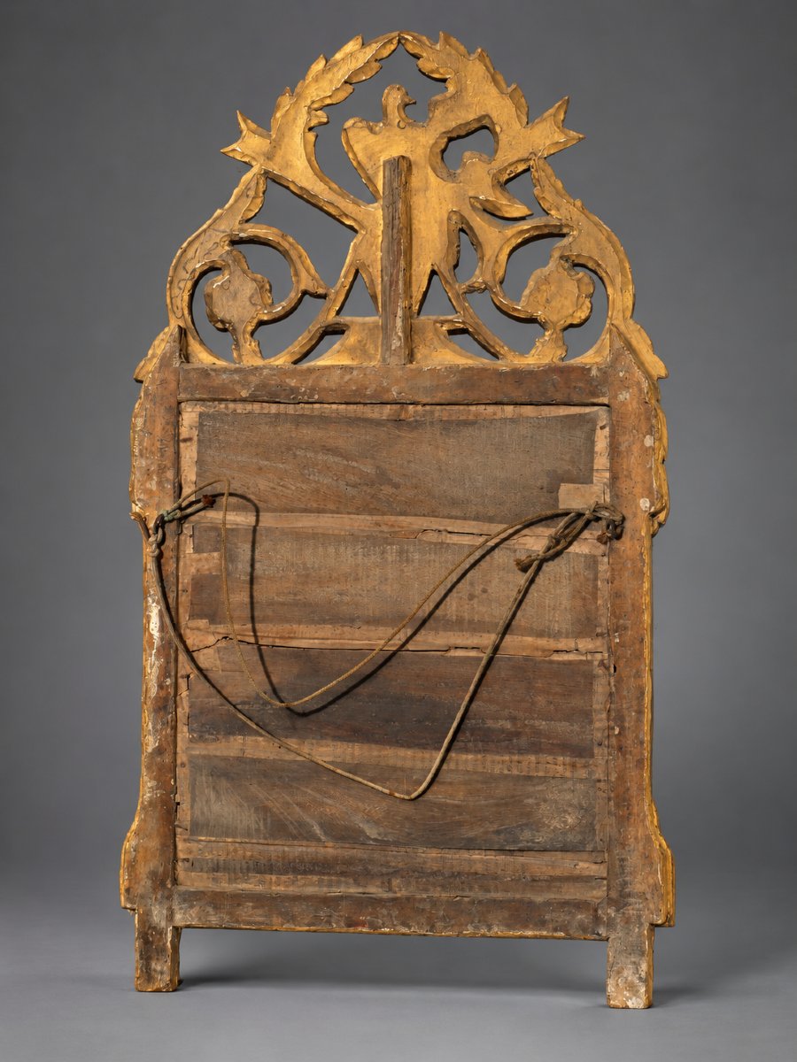 Louis XVI-style Gable-top Wedding Mirror In Gilded Wood With Doves – 18th Century -photo-1