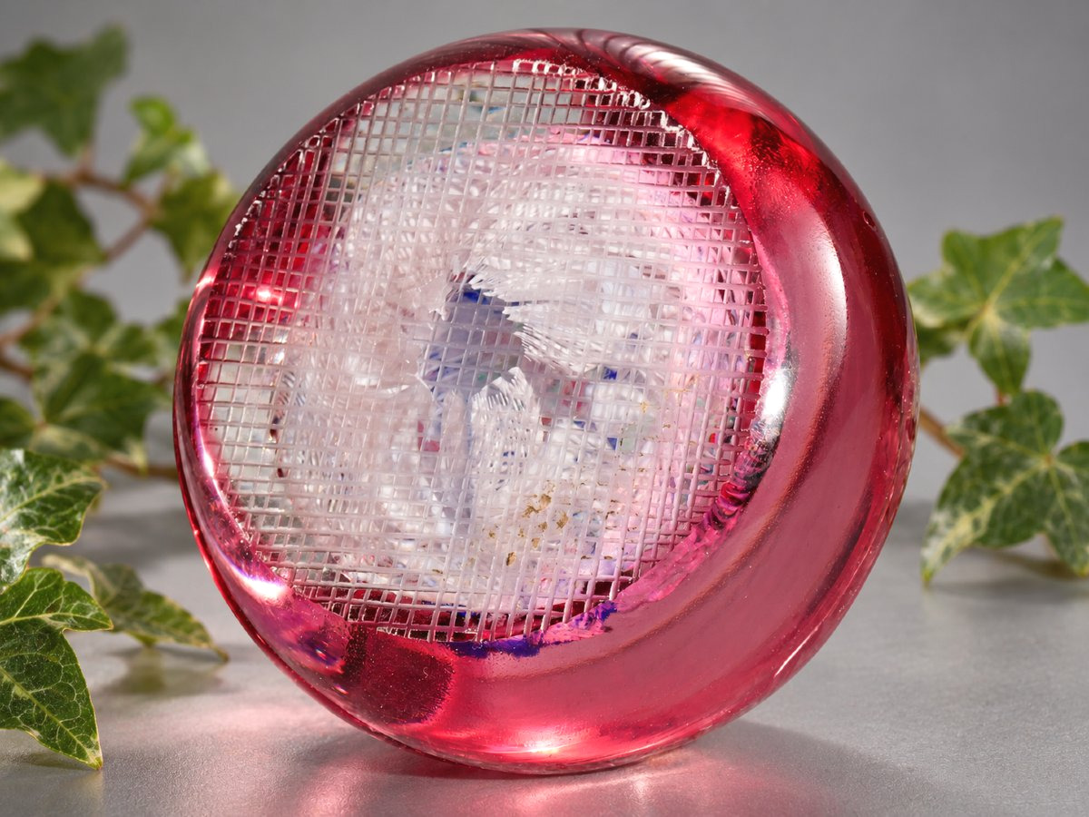 Presse-papiers En Cristal Rose À Décor Millefiori – Pantin / Clichy – XIXe Siècle-photo-1