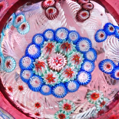 Presse-papiers En Cristal Rose À Décor Millefiori – Pantin / Clichy – XIXe Siècle-photo-2