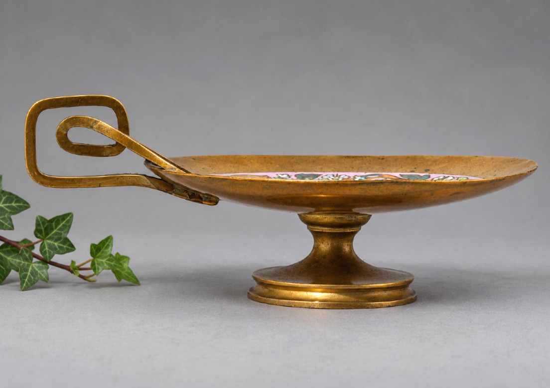 Petite Coupe Vide Poche En Bronze Doré & Émaux Polychromes, Style Barbedienne, Vers 1880 XIXe-photo-2