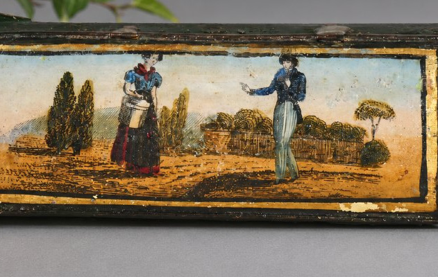 Boîte Miniature d’Entomologiste En Tôle Peinte Avec Étui Porte-plume – Époque Restauration-photo-2