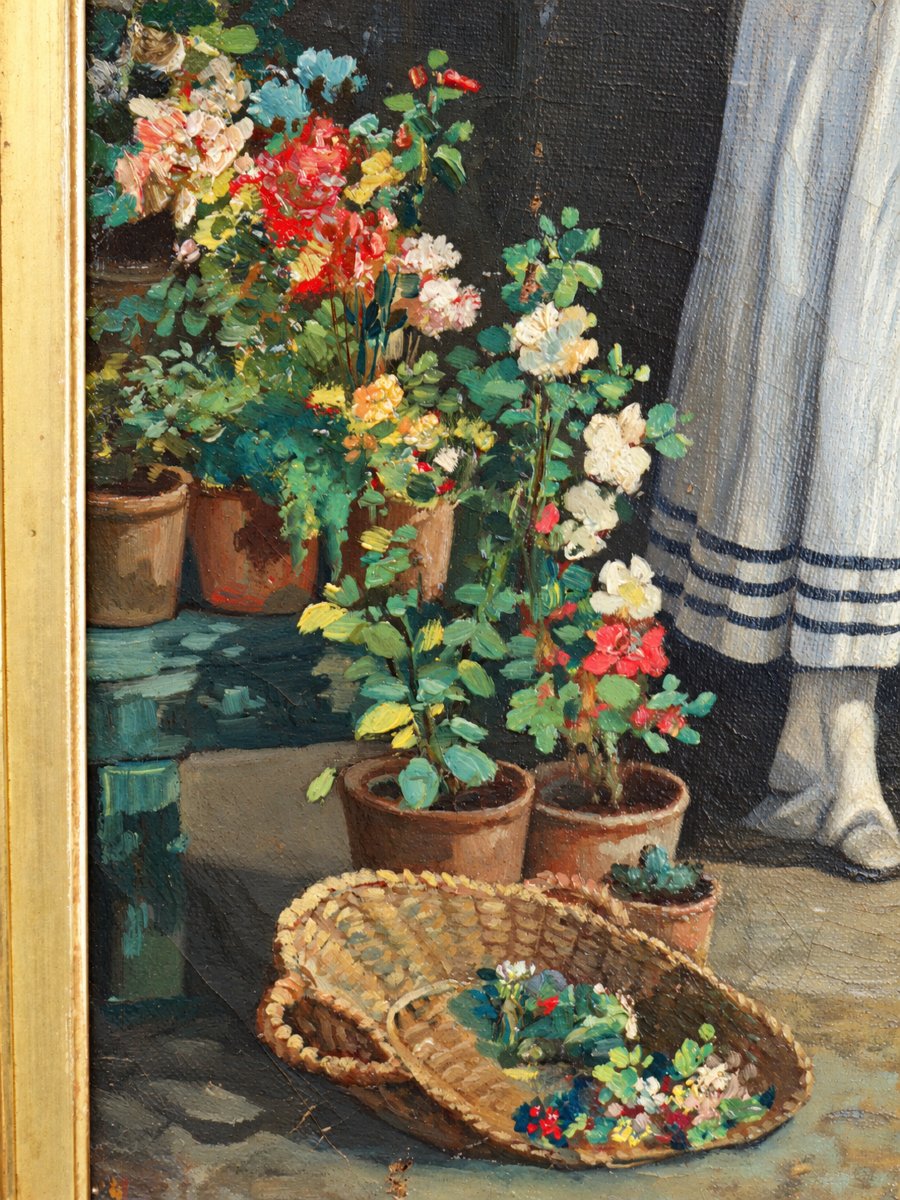 Adolphe Grison (1845–1914) – A Romantic Scene At The Florist’s – Oil On Canvas, 19th Century-photo-4
