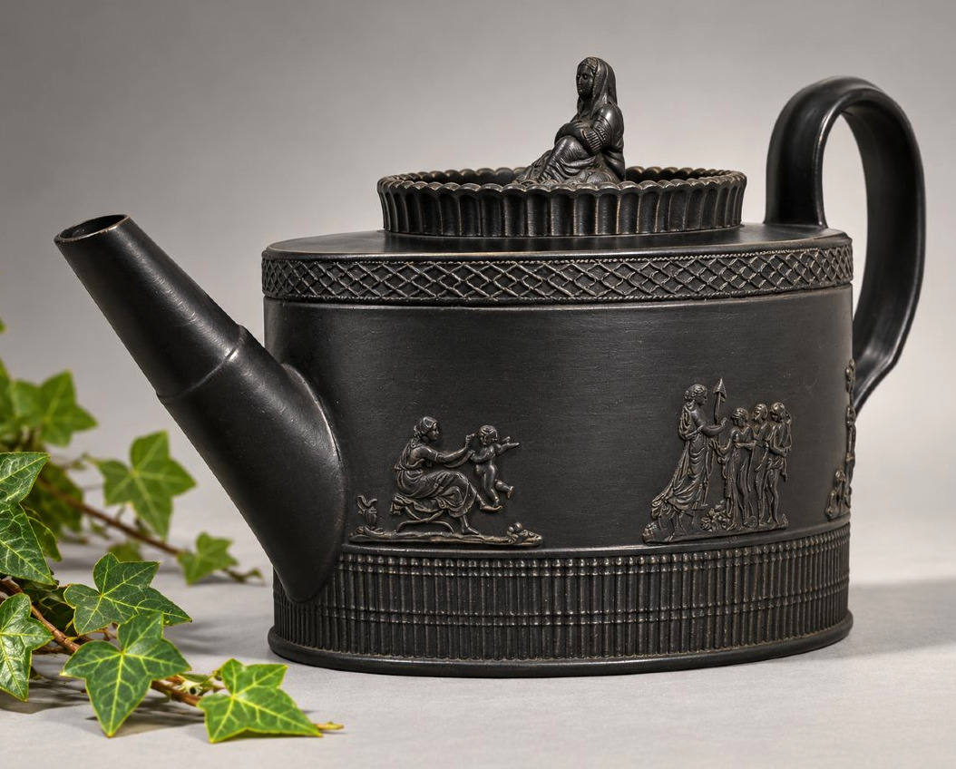 Black Basalt Stoneware Tea And Coffee Set – Empire Period, Early 19th Century, Wedgwood -photo-1