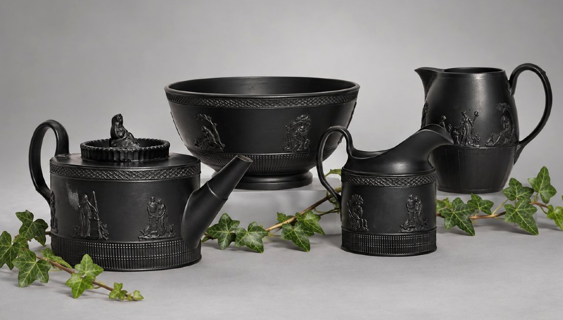 Black Basalt Stoneware Tea And Coffee Set – Empire Period, Early 19th Century, Wedgwood -photo-3