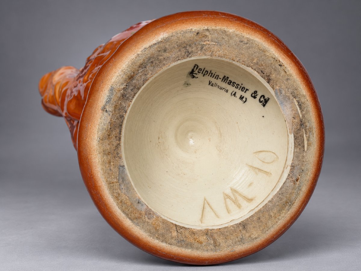 Paire De Grands Vases Art Nouveau En Barbotine – Delphin Massier, Vallauris – Vers 1900-photo-3