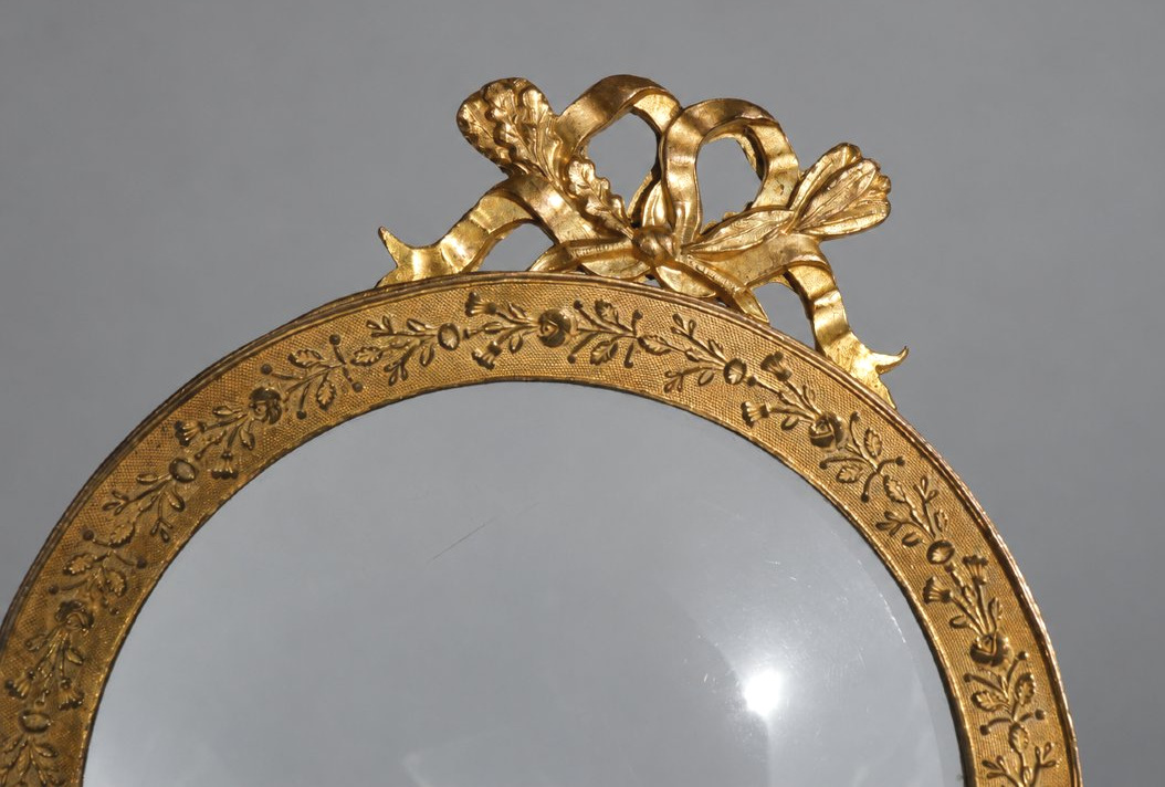 Loupe De Bureau , Style Louis XVI , Bronze & Laiton Doré , Napoléon III , XIXe , Encrier-photo-3