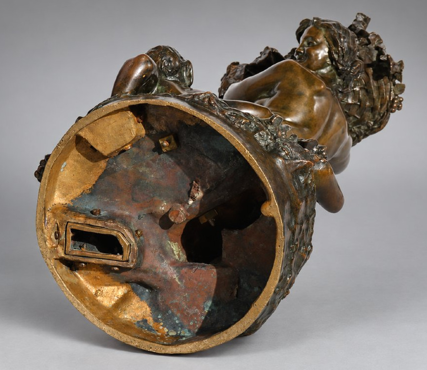 Bronze Sculpture Signed By Marc Robert: *the Grape Harvest*, *bacchante*, And *young Satyr* By Thiébaut Frères-photo-7