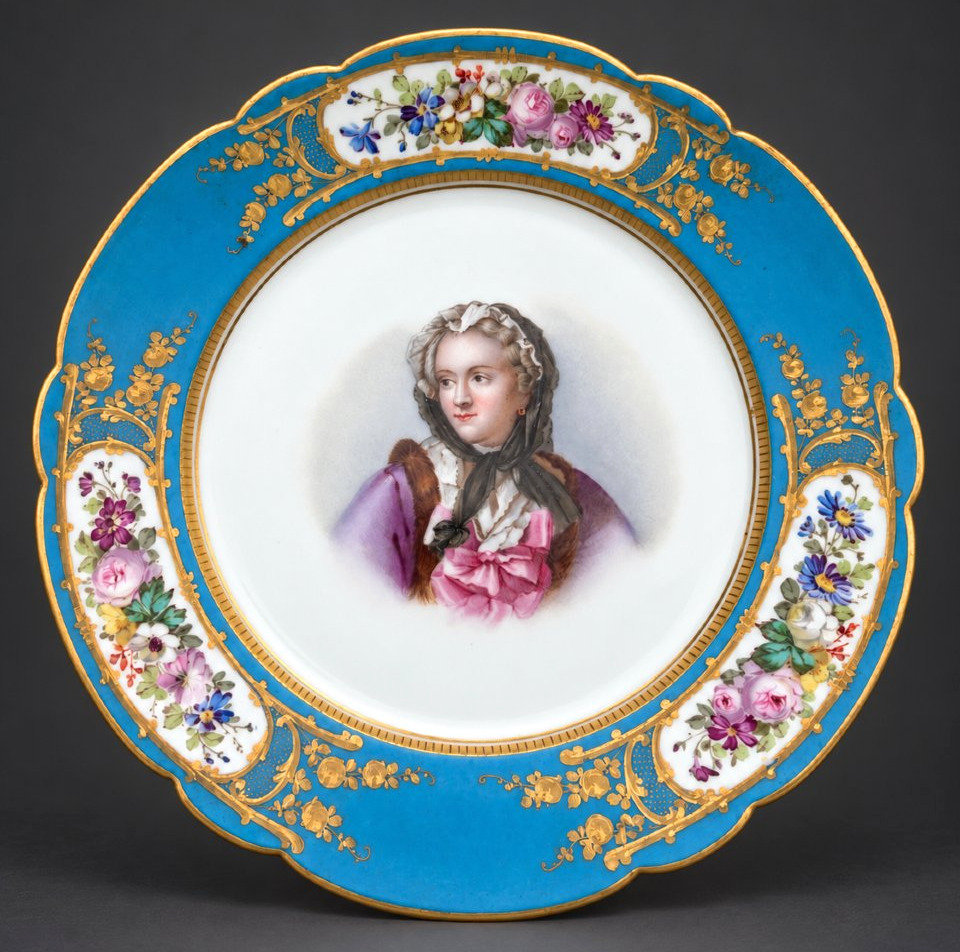 Royalist Porcelain Plate In The Sèvres Style, Portrait Of Queen Marie Leszczyńska, 19th Century