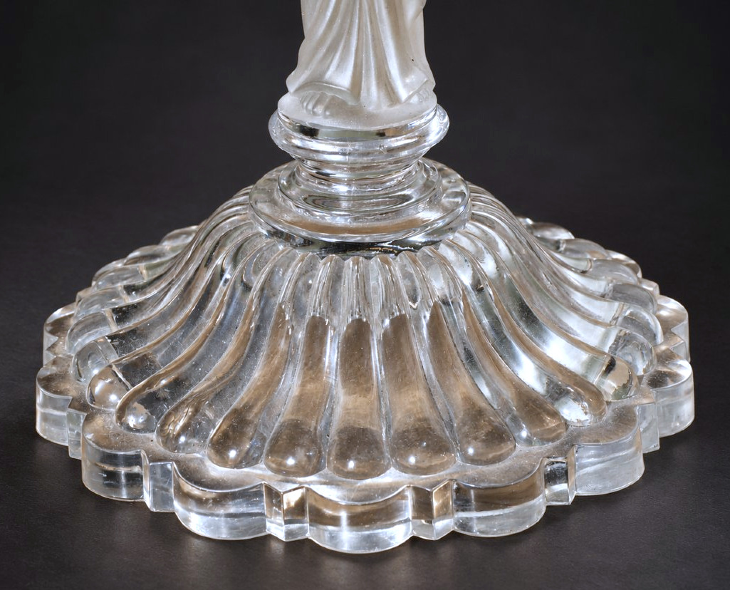Pair Of Molded And Frosted Crystal Candleholders With 19th-century Caryatid Design, Antique Baccarat-photo-2