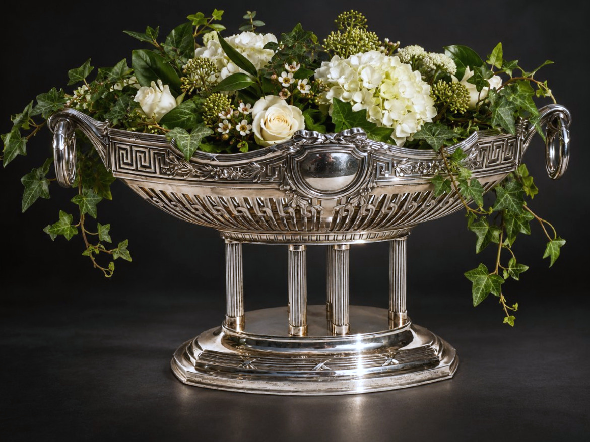 Jardinière En Argent Massif 925/1000 – Orfèvre Wilhelm Binder, Allemagne, 1910 Centre De Table-photo-3