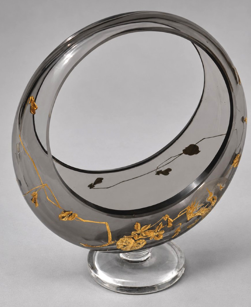Baccarat Vase Corbeille En Cristal Clair De Lune à Décor Japonisant Doré L'Escalier de Cristal-photo-5