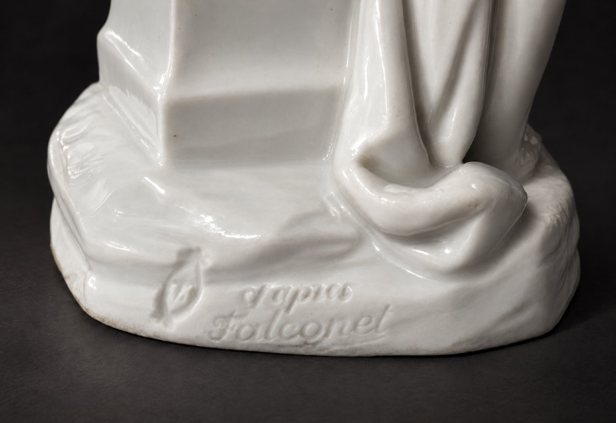 Sujet En Porcelaine Allemande Putto Enfant d'Apres Falconnet , Le Feu XIXe Style XVIIIe Meissen-photo-4
