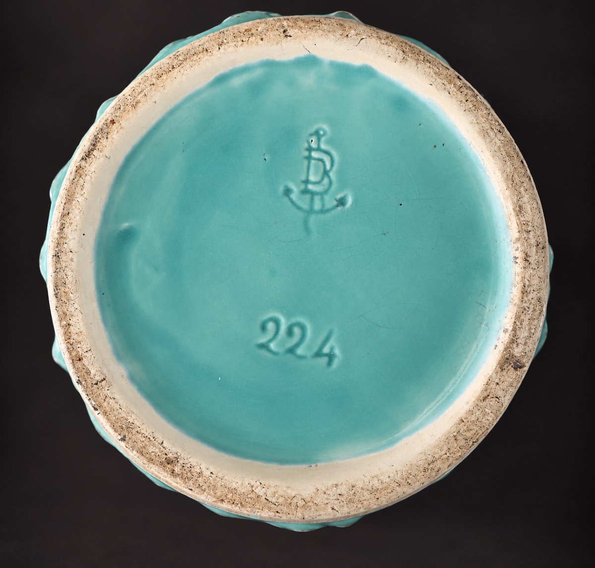 Porte parapluies Faïence Turquoise Décor De Feuilles D’Acanthe Fives Lille Art Nouveau Cannes-photo-1