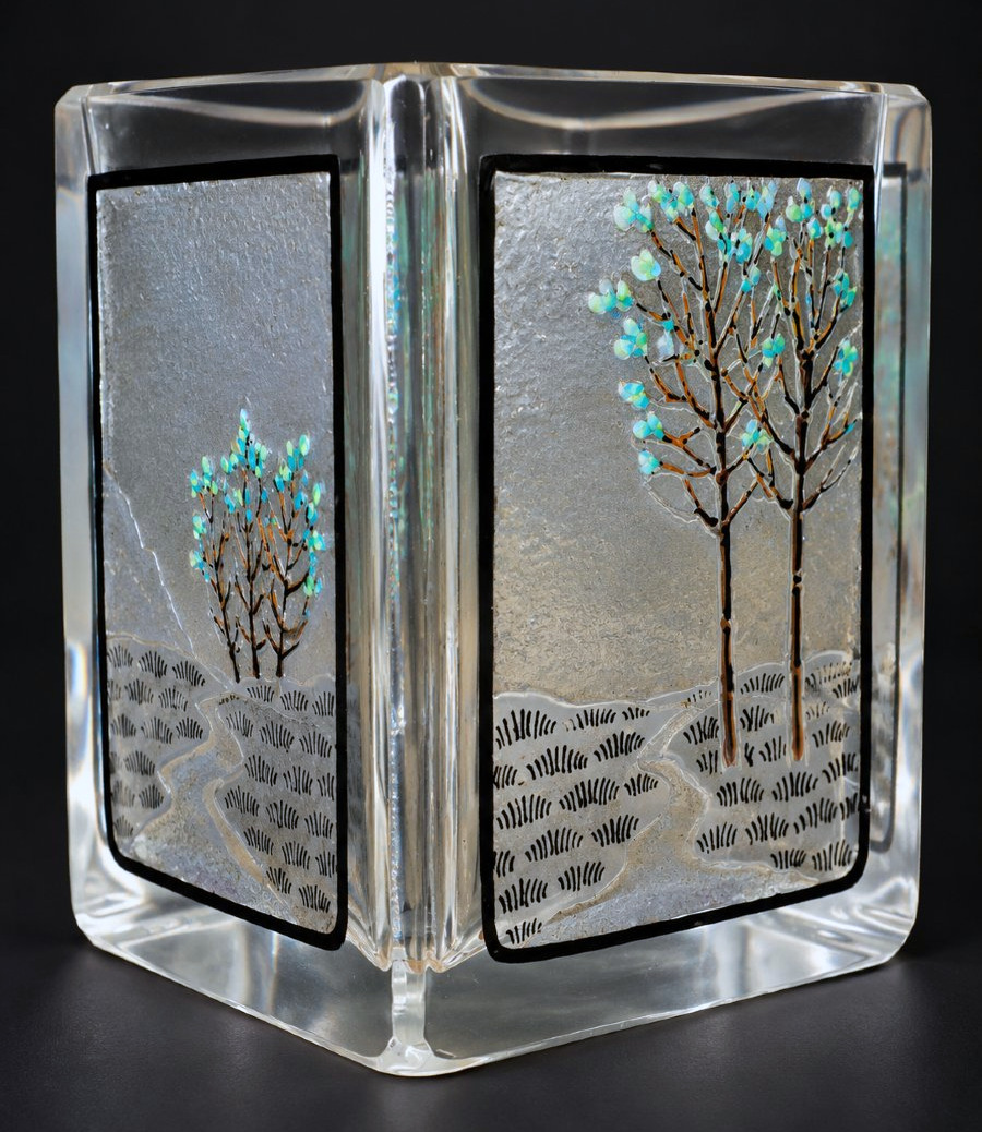 Vase Art Déco En Verre à Décor émaillé De Coq & Paysages Vers 1910-1920 , Degagé A L'Acide Daum-photo-2