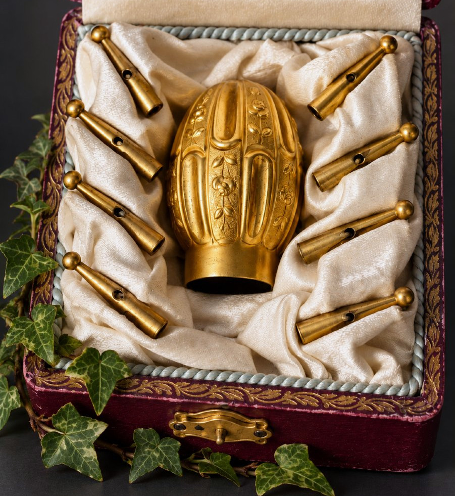 Pompon Umbrella Knob With Tips; Original Dugas-gérard Case, Paris 19th Arrondissement