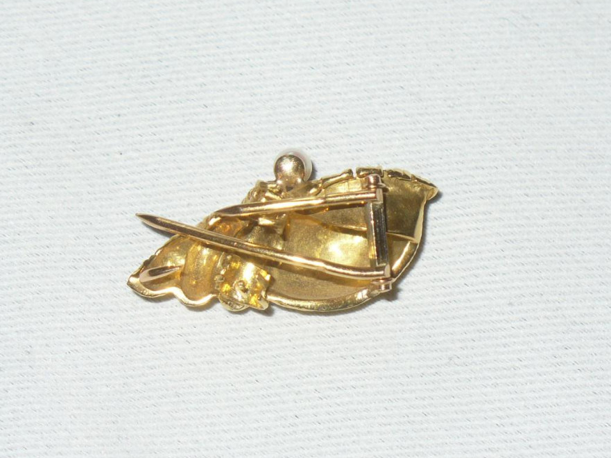 Gold And Pearl Brooch, Decoration It Shell / Conch, Epoque 1900-photo-3