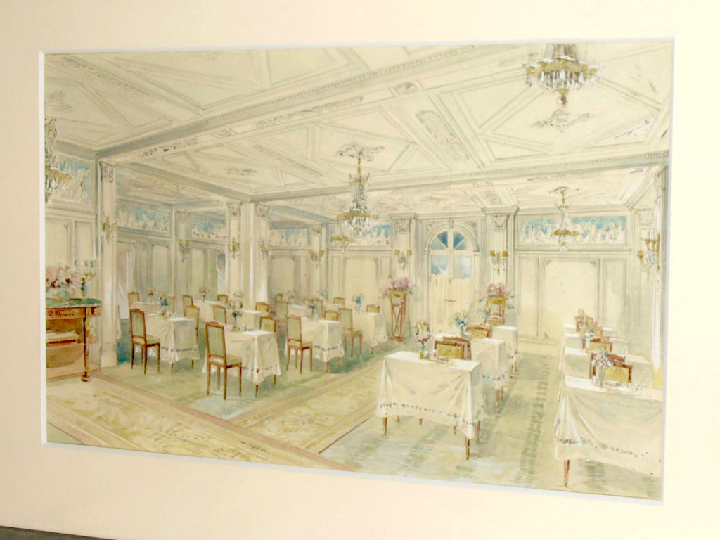 Projet d'Architecture De Décoration 1910 , Interieur De Restaurant , Aquarelle Encadrée .-photo-2
