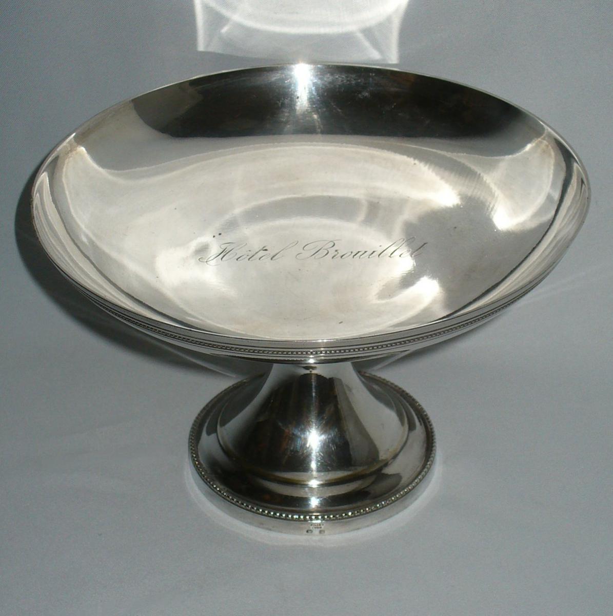 Pair Of Silver Metal Comports In 1900, Quality Hotelliere, Decor Strips Beads, Cups-photo-4
