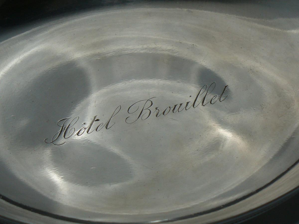 Paire De Compotiers En Metal Argenté 1900, Qualité Hoteliere , Decor Frises De Perles , Coupes-photo-1