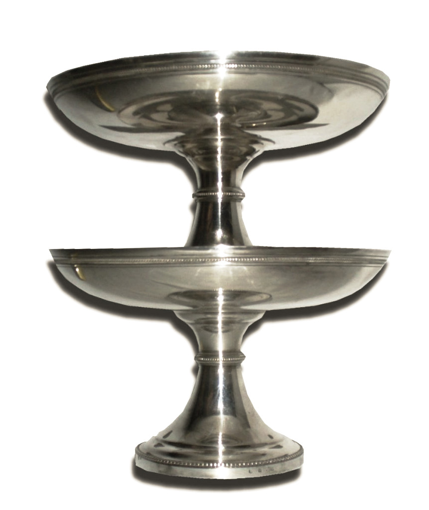Paire De Compotiers En Metal Argenté 1900, Qualité Hoteliere , Decor Frises De Perles , Coupes-photo-3
