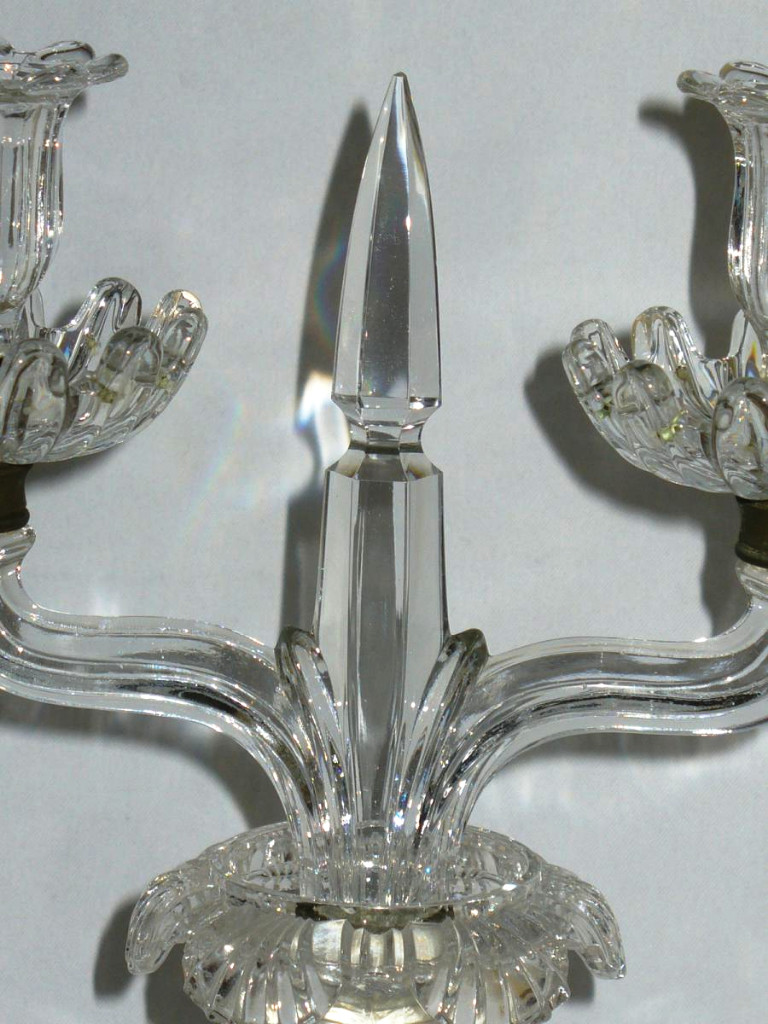 Two Candlestick Lumiere De Bras, Baccarat Crystal Candelabra 1900-photo-4