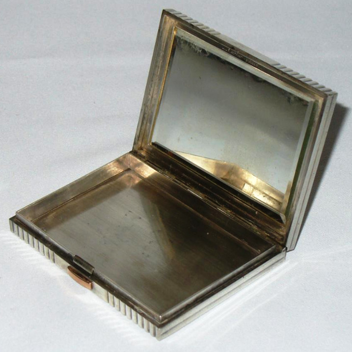 Poudrier En Argent Massif & Vermeil , Orfevre Cartier , Epoque Art Deco 1930 Minaudiere Bijoux-photo-2