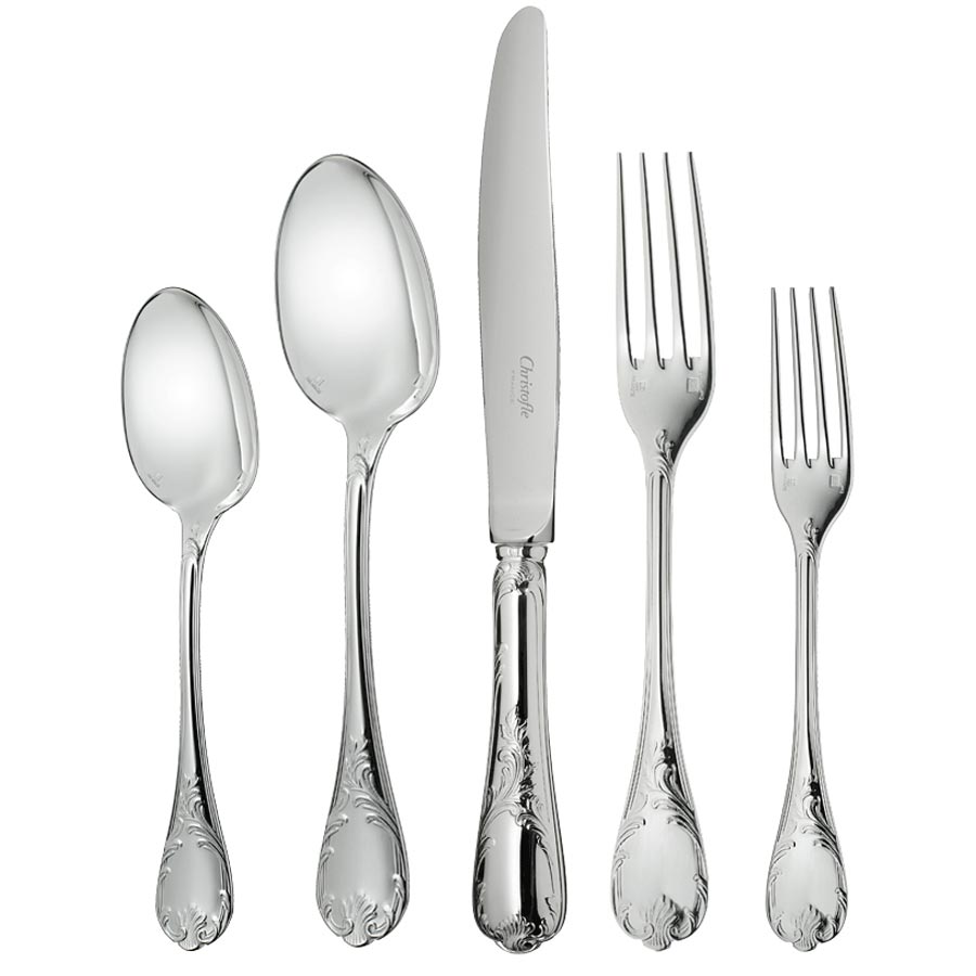 Housewife Christofle Silver Metal, Model Marly Manegere Consisting Of 101 Pieces / Cutlery