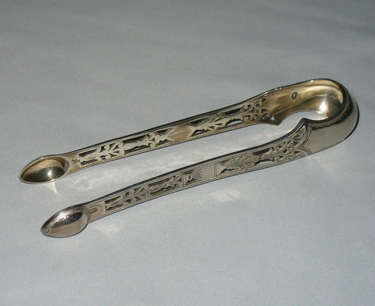 Sugar Tongs In Sterling Silver, Hallmark At Old Man, Restoration Era Nineteenth France-photo-2