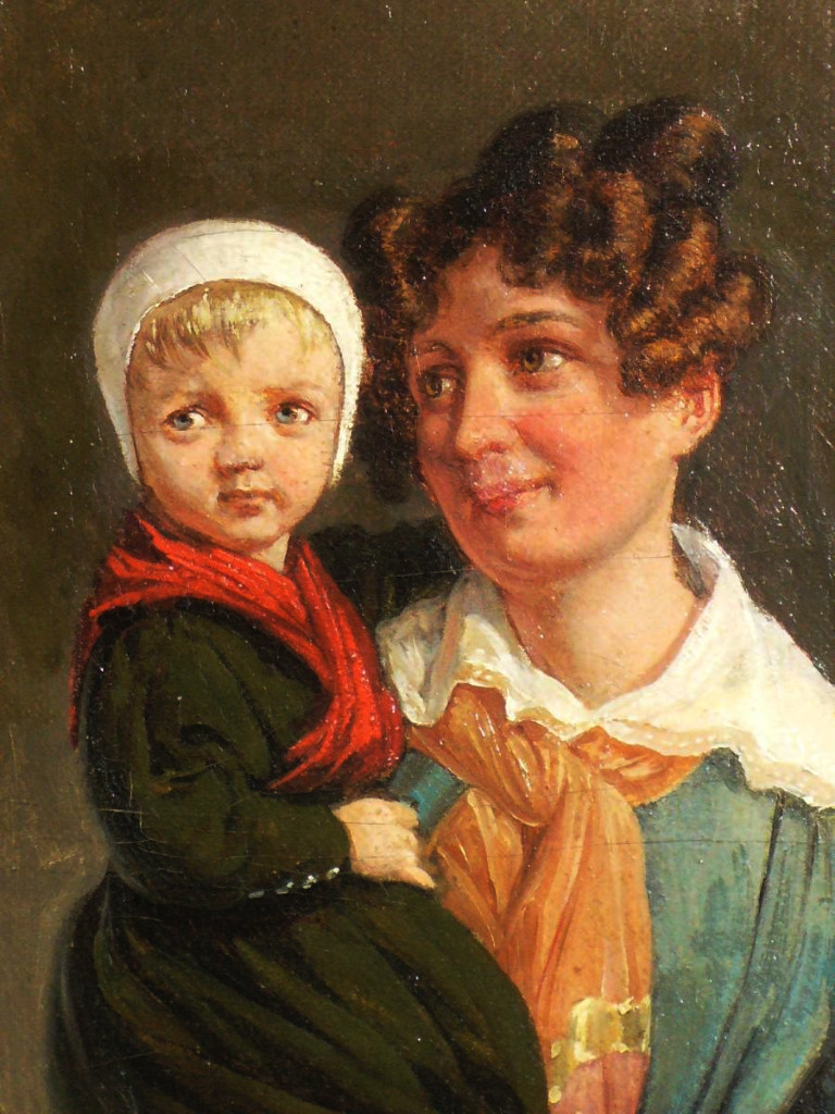 Table / Oil On Panel, Maternity Scene, Mother And Child, Louis Leopold Boilly 1835-photo-3