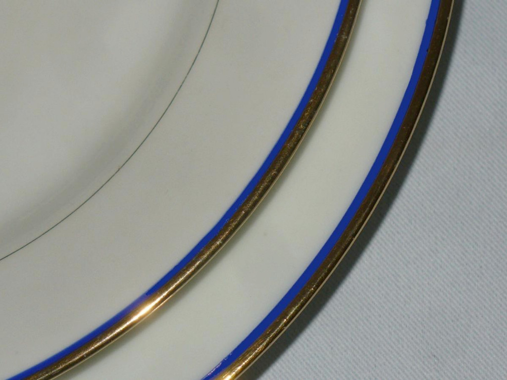 Limoges Porcelain Table Service, Blue And Gold Liseret, Perfect Condition Plates / Dishes-photo-4