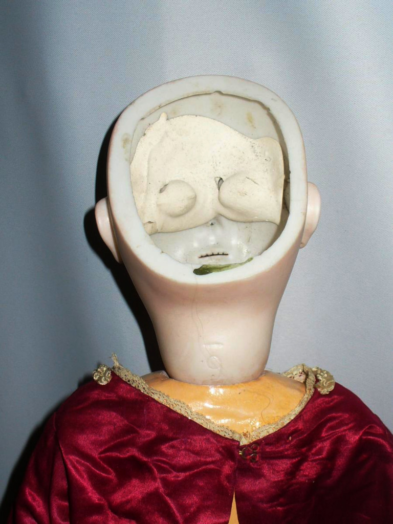 Large Doll Twin Head Porcelain Bevel Dress Origin Doll-photo-3