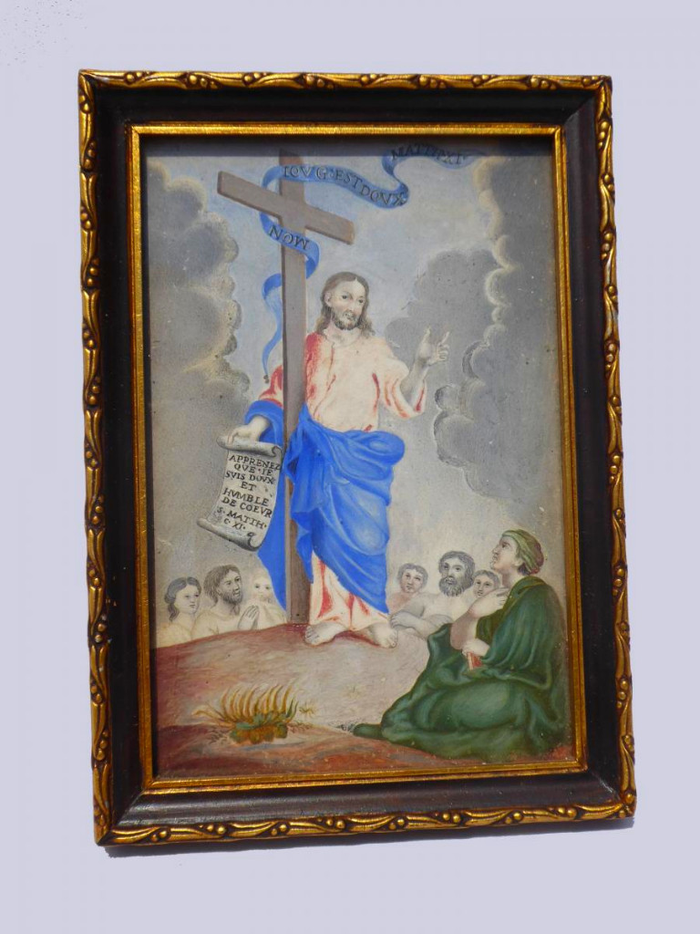 Religious Painting, Gouache Eighteenth Century, Jesus Christ, Saint Mathieu-photo-2
