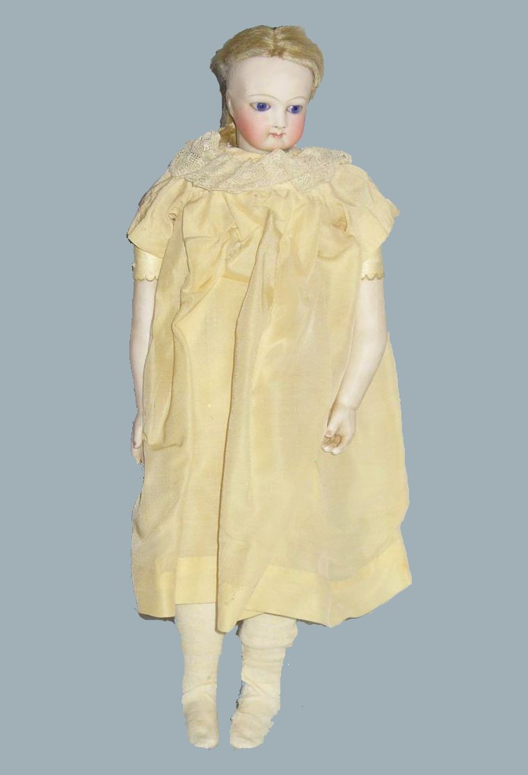 Poupée De Mode Parisienne – Tête Porcelaine Armand Marseille – Corps Cuir – 32cm – 1900