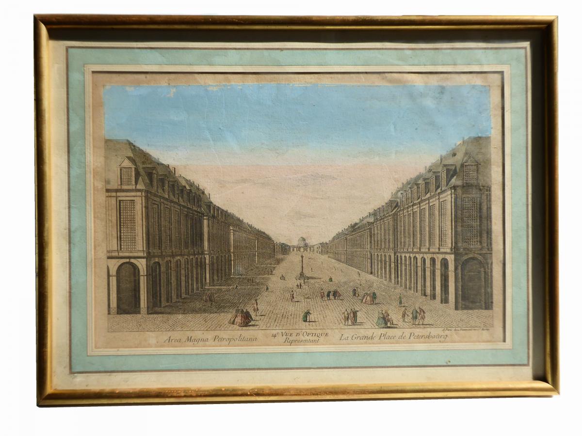 Optical View / Panoramic 1700's Eighteenth The Grand Place Of Saint Petersburg Russia