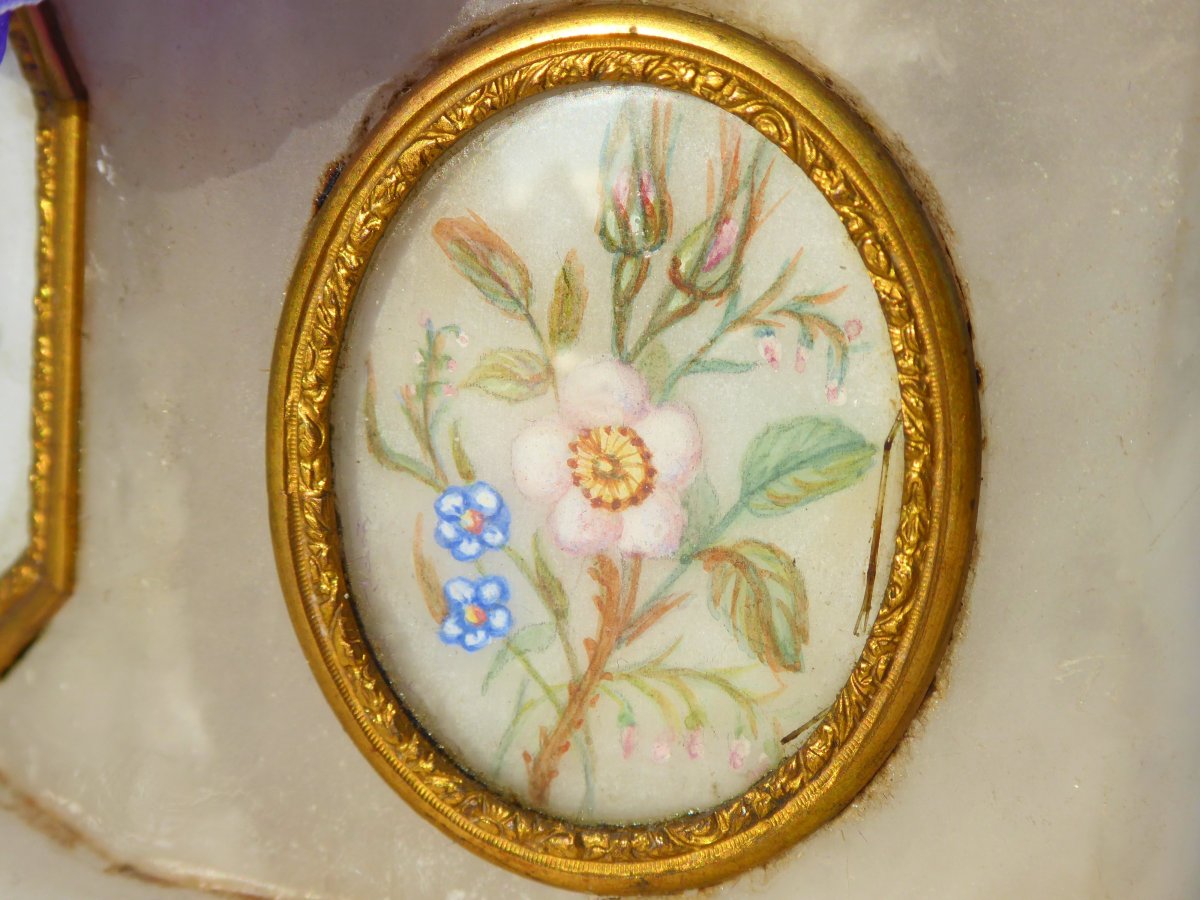 Jardinière En Albatre , Peintures Miniatures , Jardiniere De Table Charles X 1820 , XIXe -photo-4