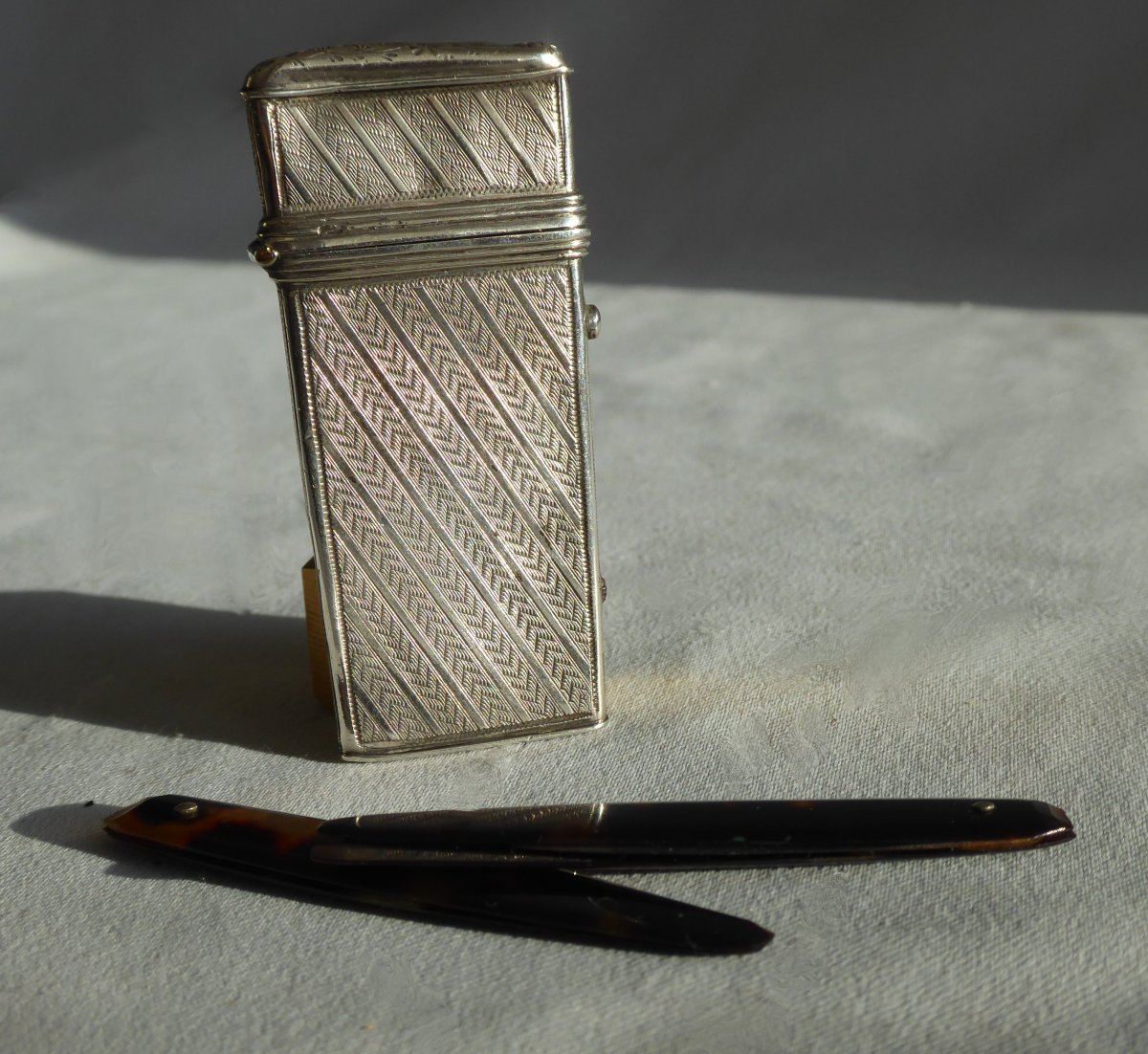Nécessaire à Manicure En Argent Massif & écaille De Tortue , Flammes De Vétérinaire  XIXe écrin-photo-2