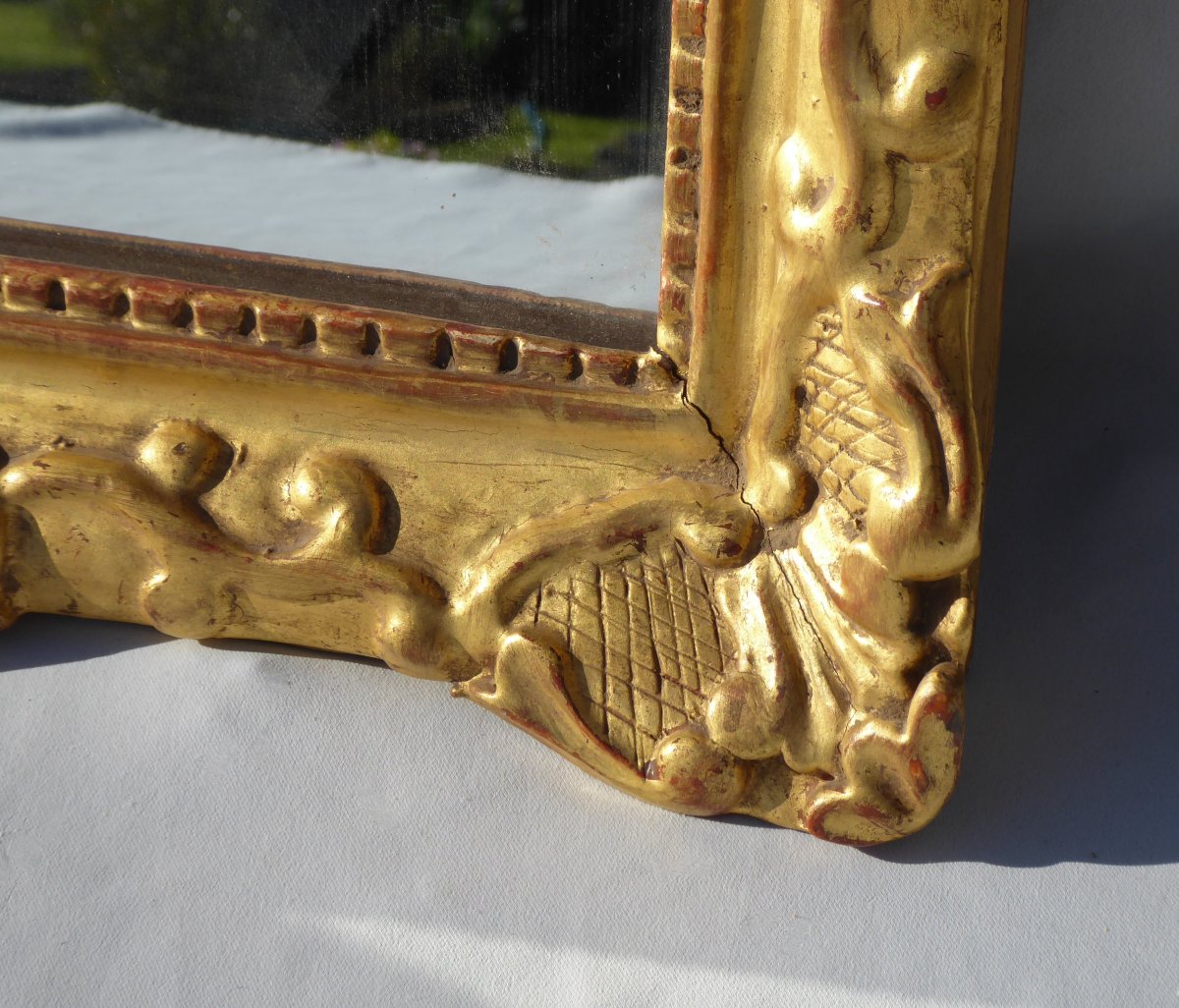 Wood & Golden Stucco Mirror, Regenc E Style, XIXth Century, Mercury, Period Gilding-photo-4